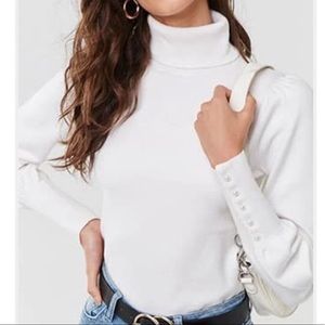 Turtleneck Faux Pearl Sweater